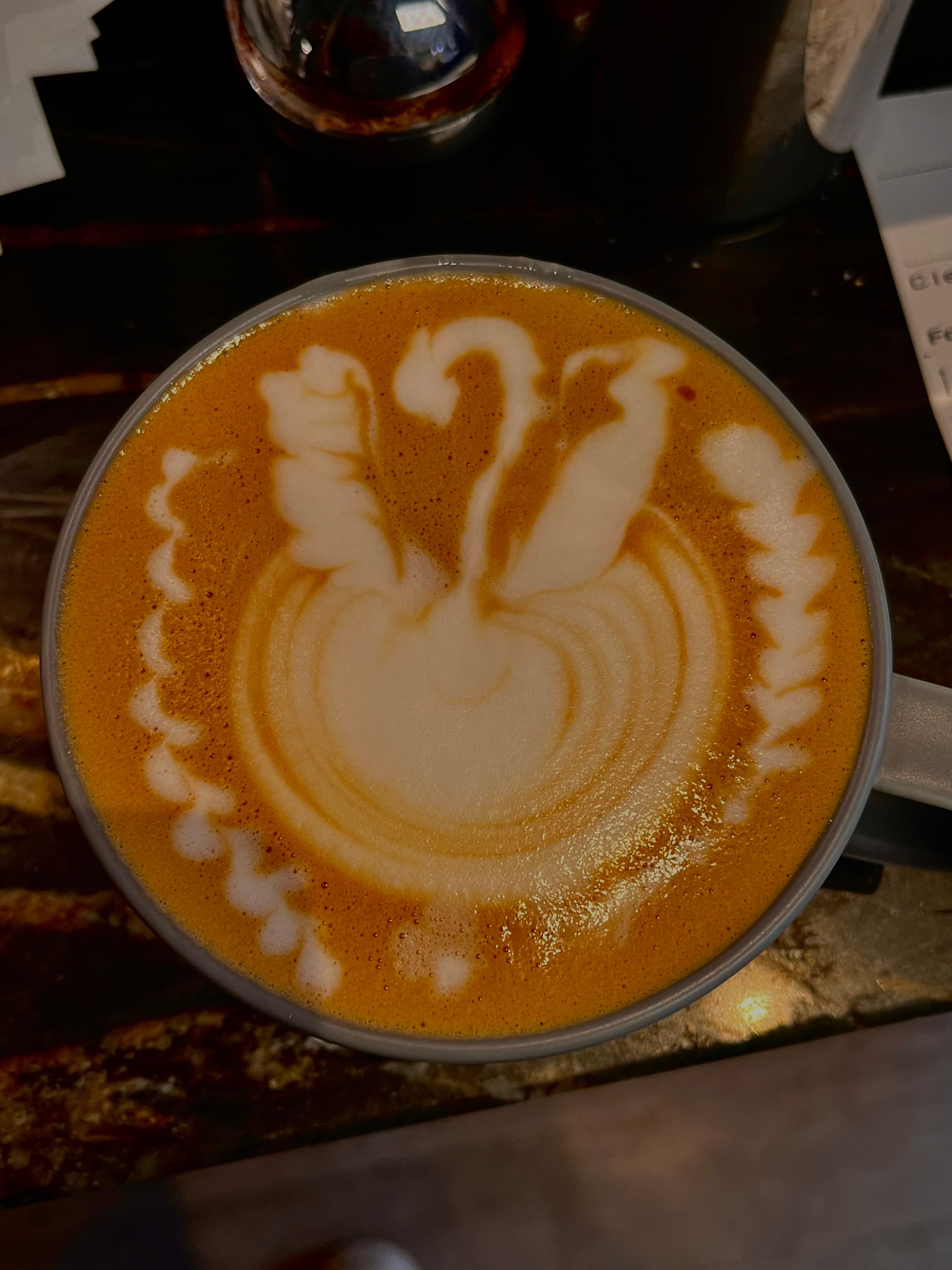 swan latte art by me